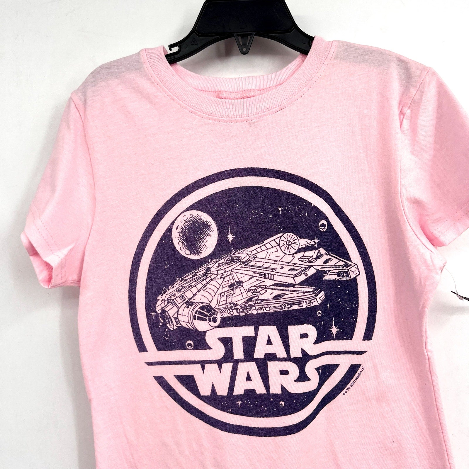 JUNK FOOD Girls Star Wars Millennium Falcon Graphic T-Shirt 7/8 Small Pink NWOT