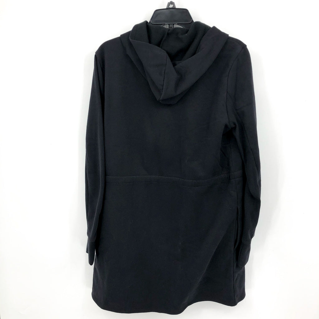 Beyond Yoga Womens Luxe Fleece Hooded Jacket Medium Black Open Front NWT