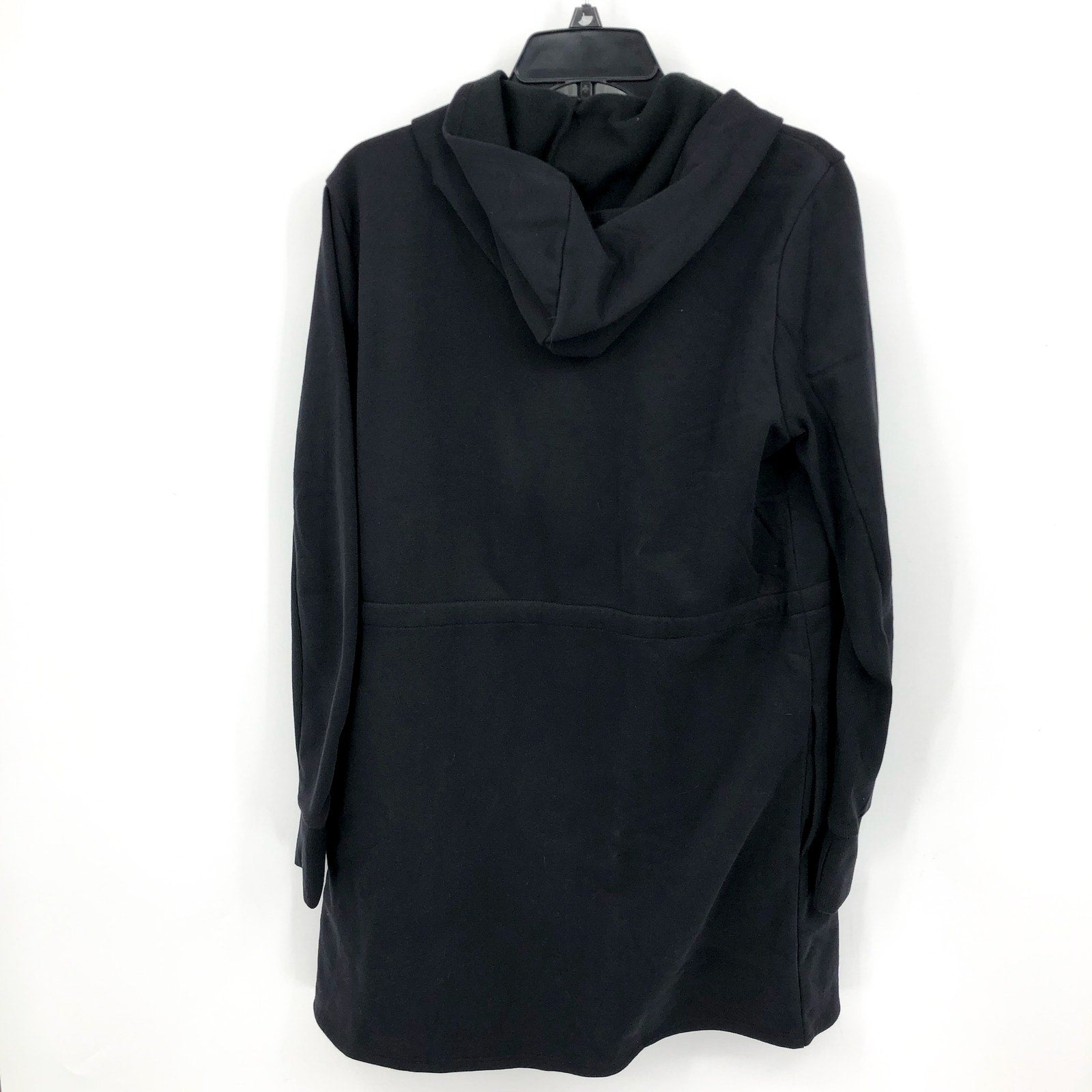 Beyond Yoga Womens Luxe Fleece Hooded Jacket Medium Black Open Front NWT
