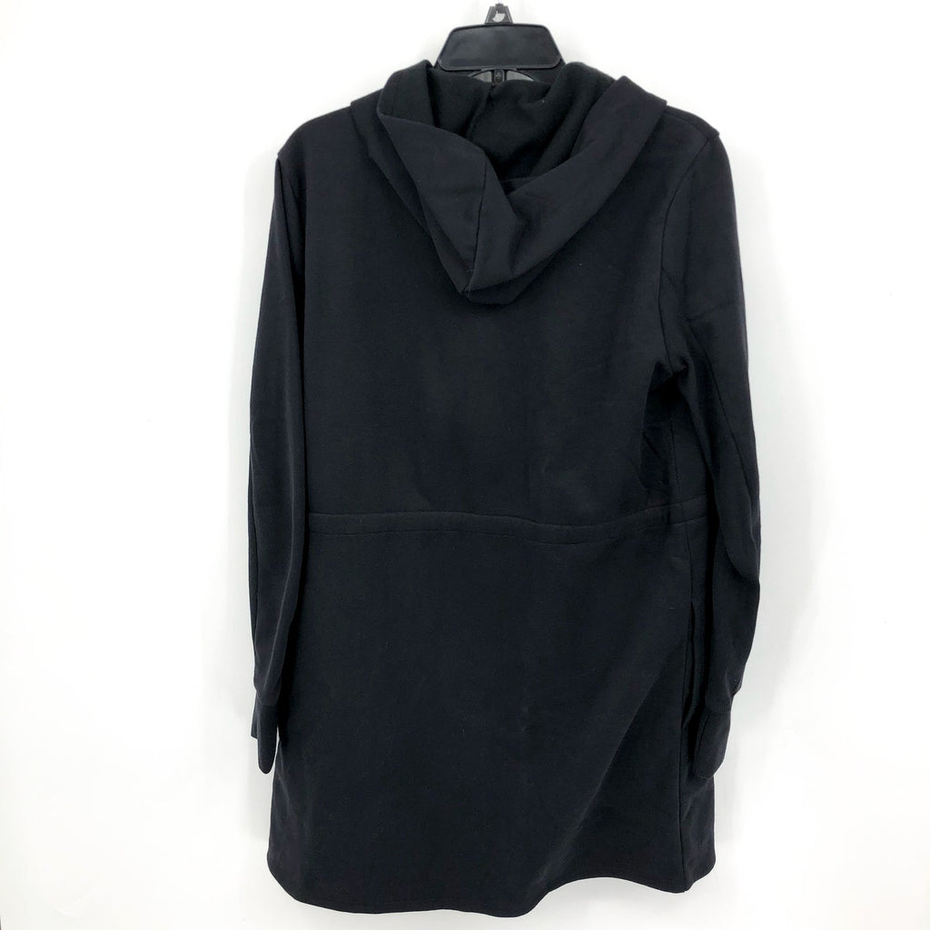 Beyond Yoga Womens Luxe Fleece Hooded Jacket Medium Black Open Front NWT