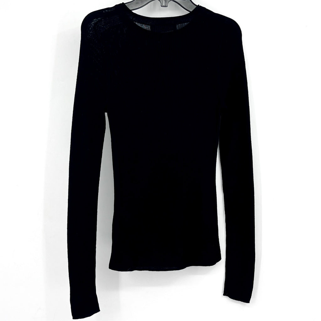 EVERLANE Women's The Long-Sleeve Sweater Tee Small Black Ultrafine Merino NWT
