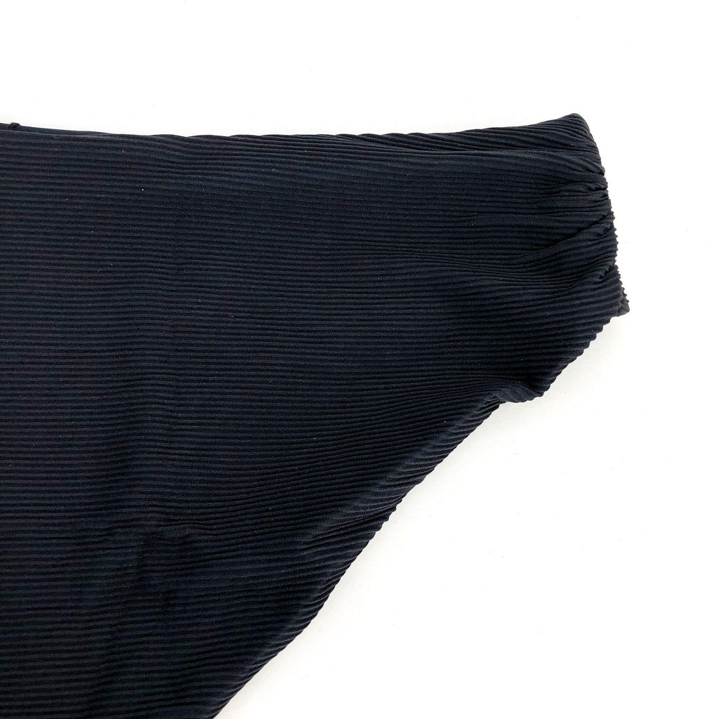 PRANA Women's Marta Bikini Bottom Large Black Ottoman Ribbed Fold Over Band NWT