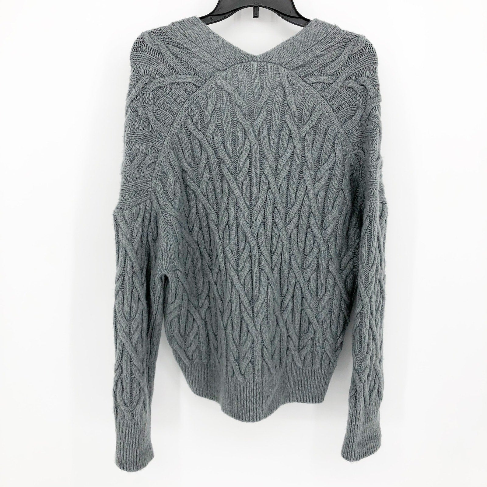 Vince. Womens Cable Cardigan Sweater Large Grey Cashmere Merino Wool Knit NWOT