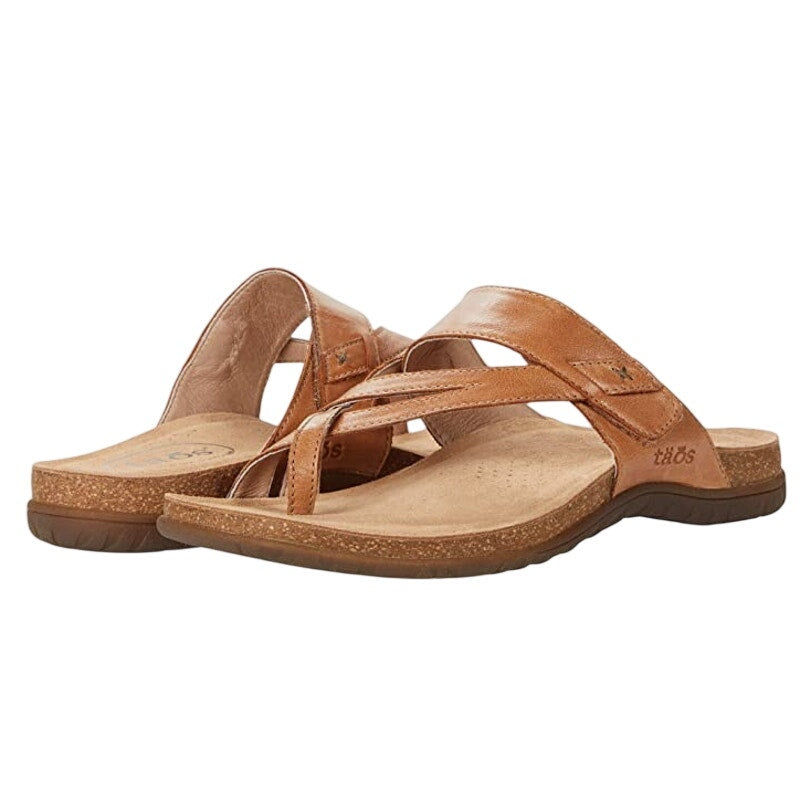 Taos Womens Perfect Toe Loop Sandals Size 10 M Tan Leather NIB