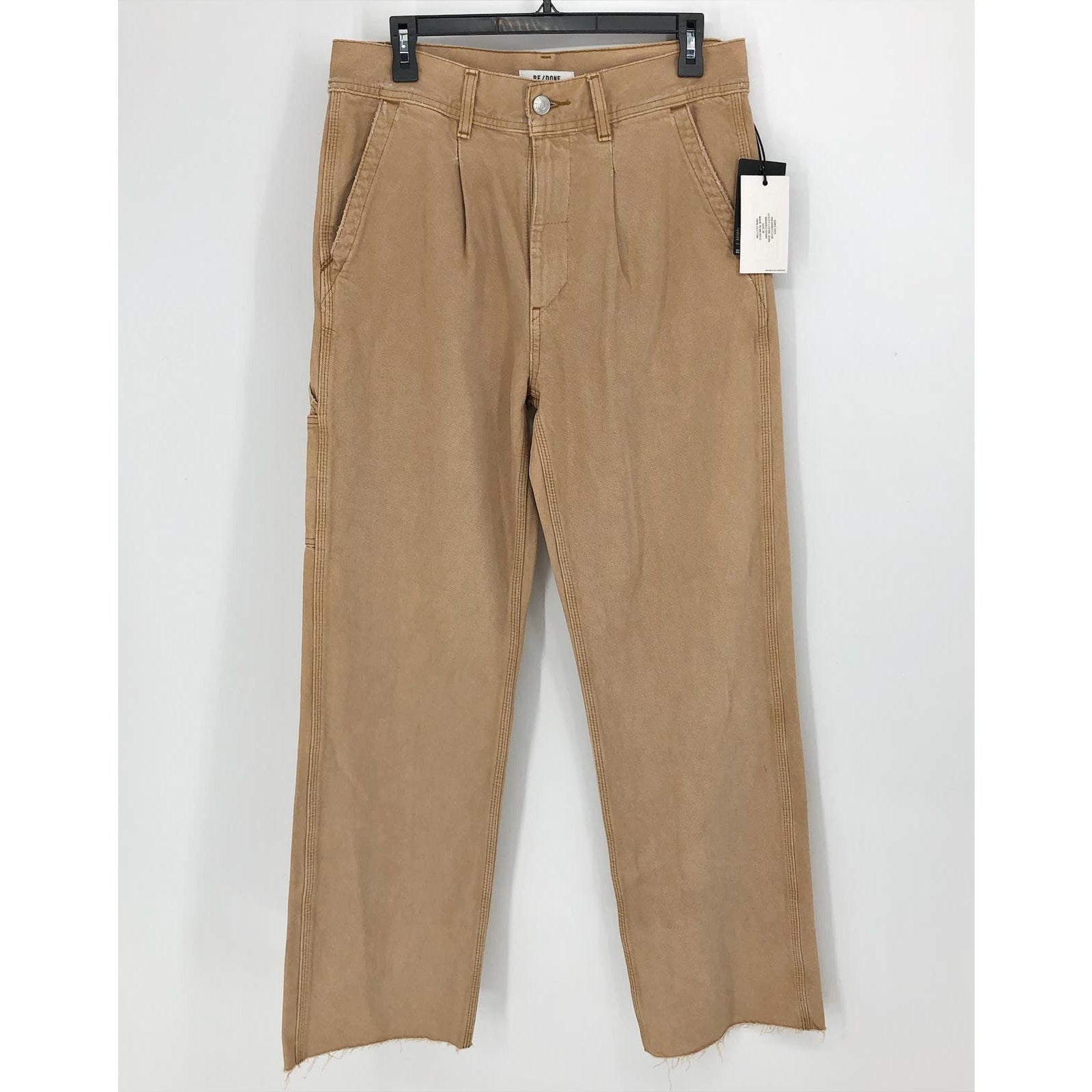 RE/DONE Womens Utility Loose Jeans US 2 26 Tan Washed Khaki Relaxed Straight NWT