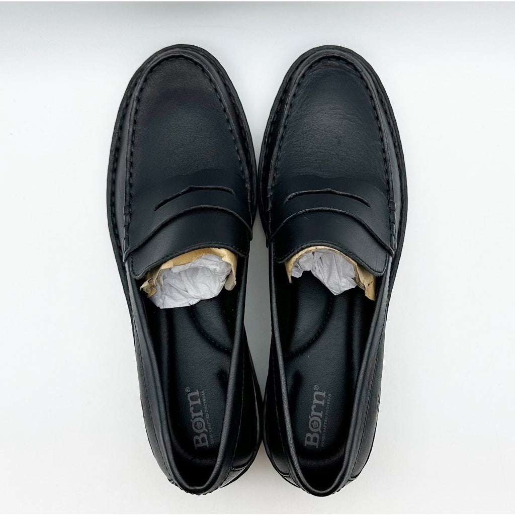 Born Womens Carrera Loafers Size 11 M EU 41-42 Black Leather Slip On NIB