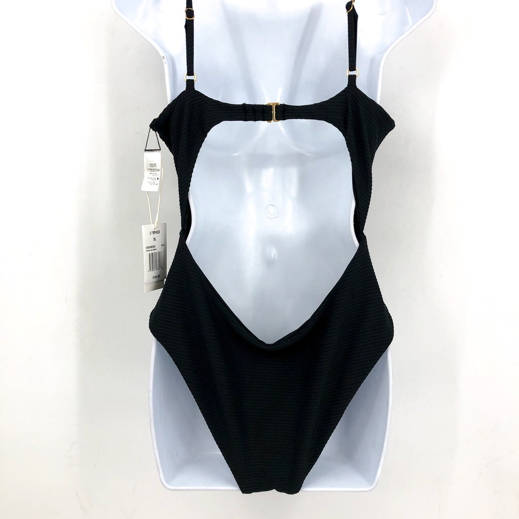 L*SPACE Women's Kyslee One Piece Swimsuit XL Black Eco Chic Repreve Twist NWT