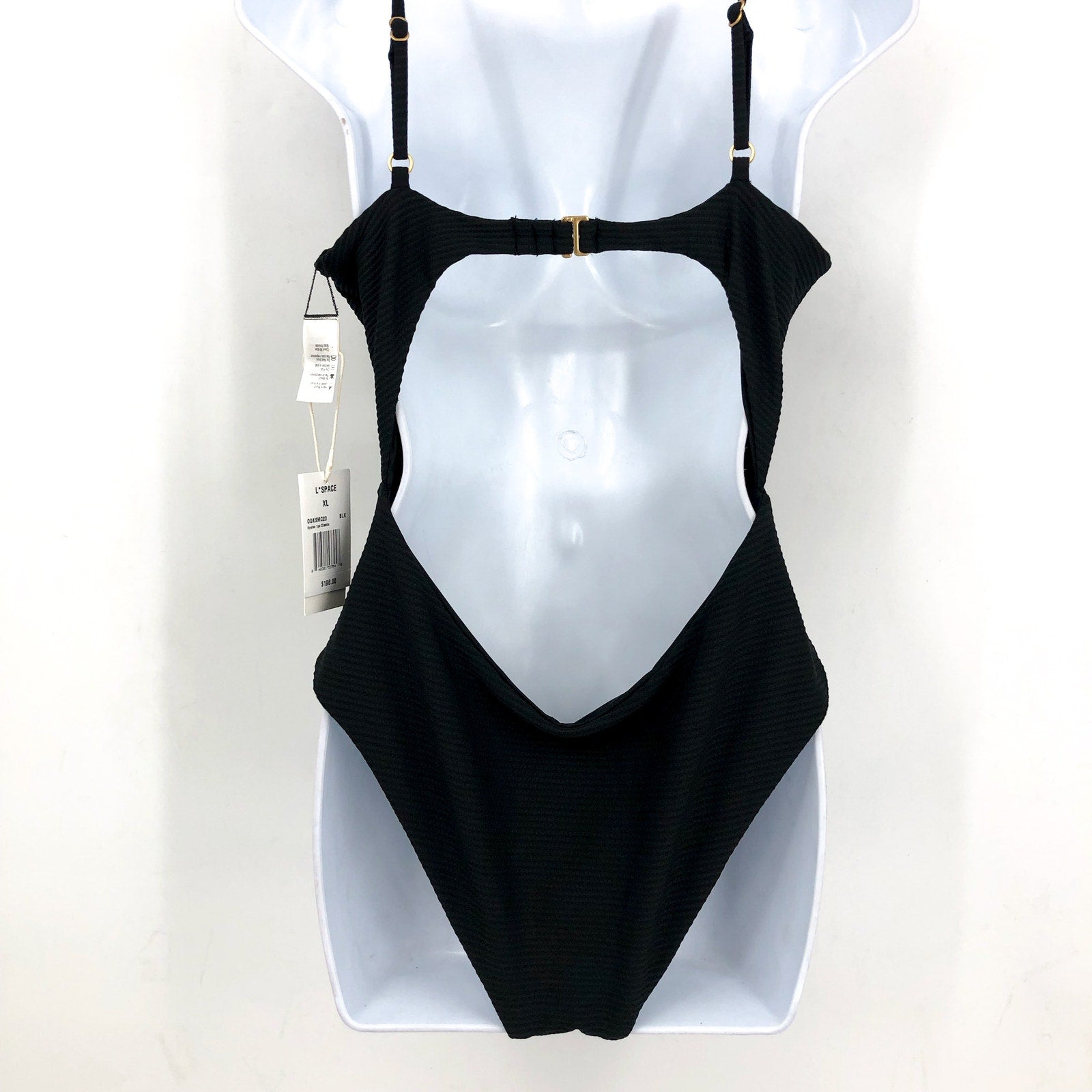 L*SPACE Women's Kyslee One Piece Swimsuit XL Black Eco Chic Repreve Twist NWT