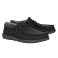 HEY DUDE Mens Wally Classic Sneakers Size 11 Black Faux Leather Slip On NWOB