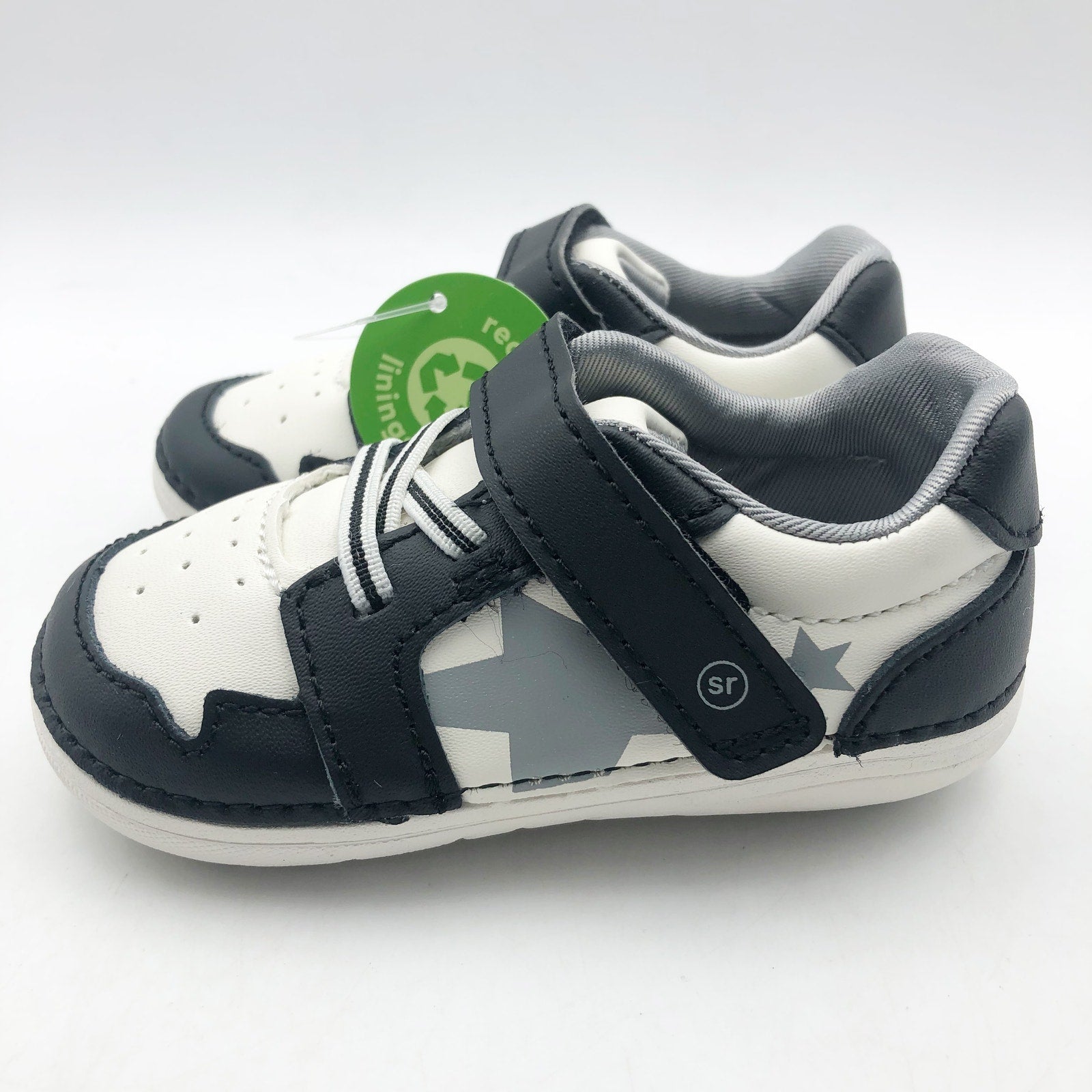 Stride Rite Baby Toddler Boys SM Waverly Sneakers 3 Wide Shoes Black White NIB