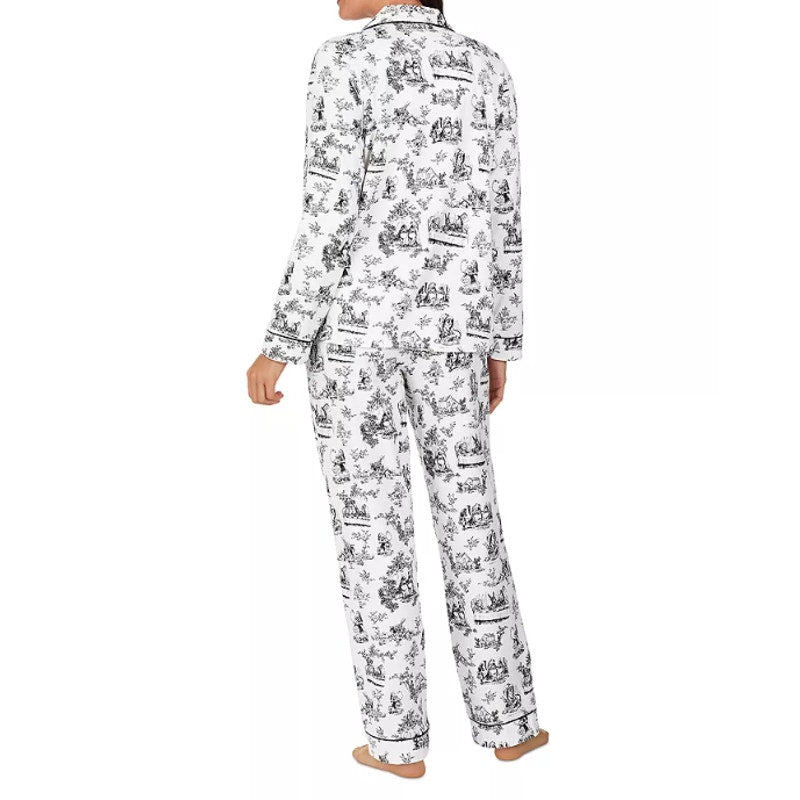 BEDHEAD PJs Womens Alice In Wonderland Pajama Set Small White Long Sleeve NWT