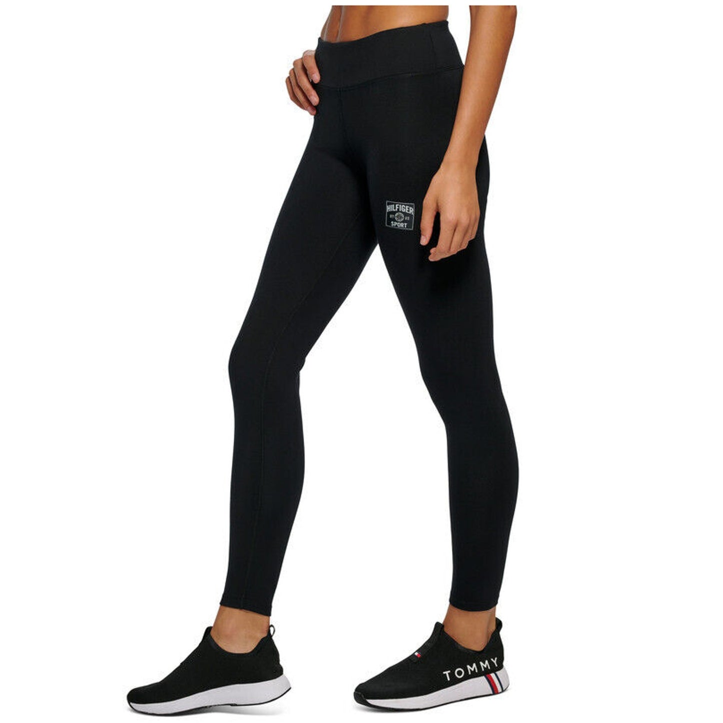 TOMMY HILFIGER SPORT Womens Athletic Leggings US XL Black High-Rise NWT