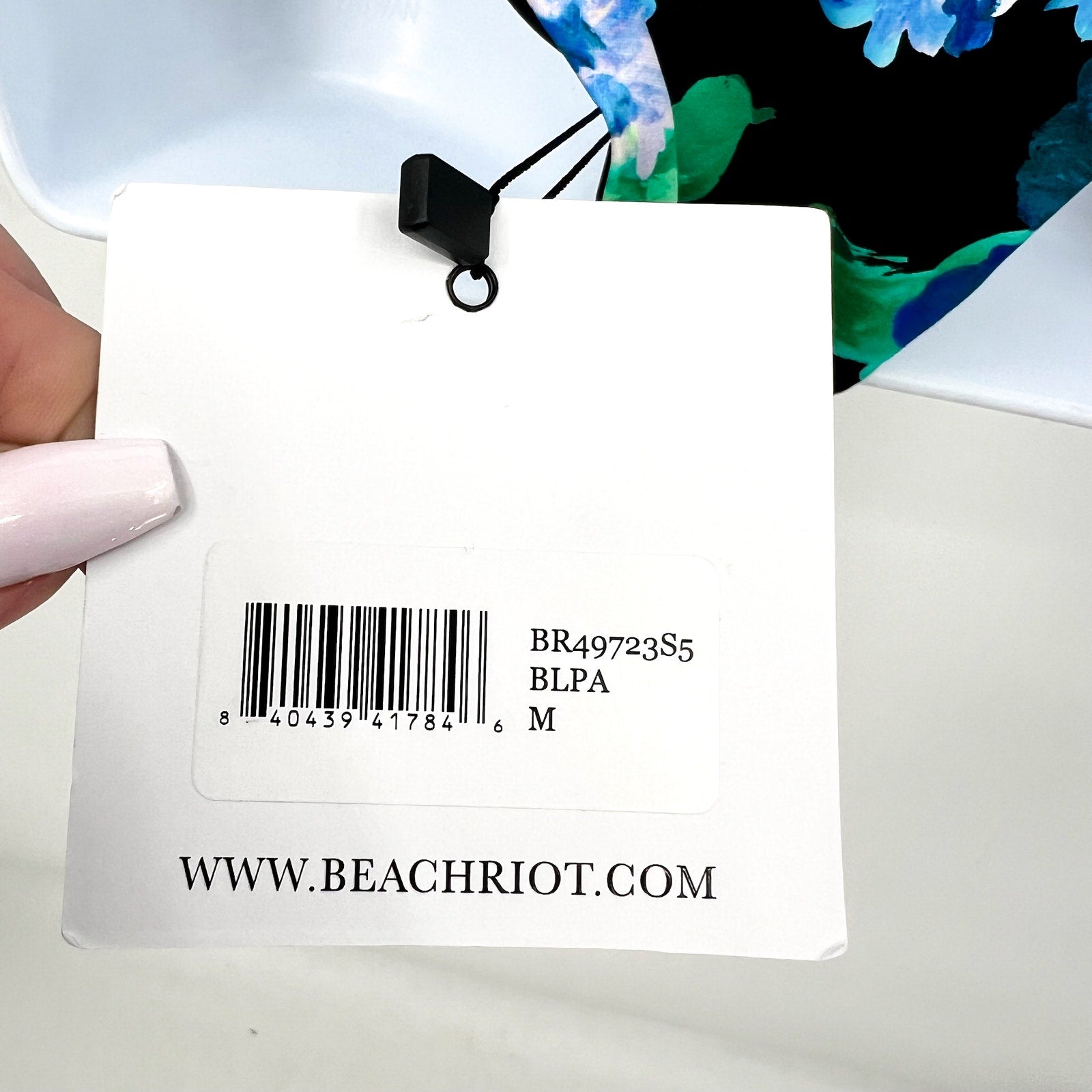 BEACH RIOT Womens Eliza Phoebe Bikini Bottoms Medium Black Green Pansy Print NWT