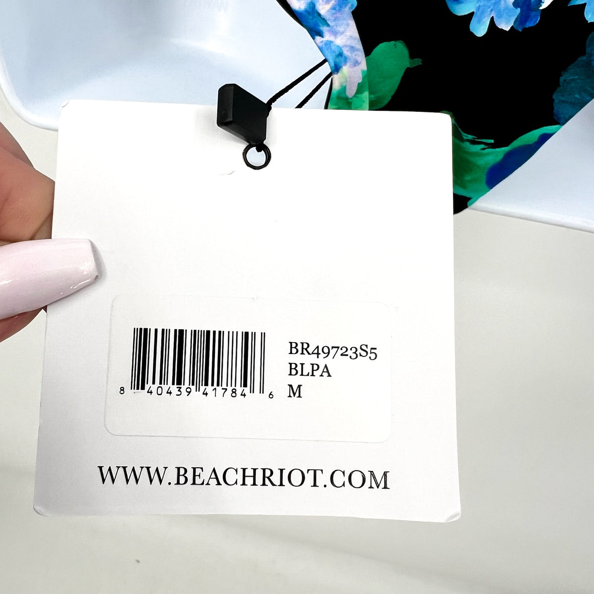 BEACH RIOT Womens Eliza Phoebe Bikini Bottoms Medium Black Green Pansy Print NWT