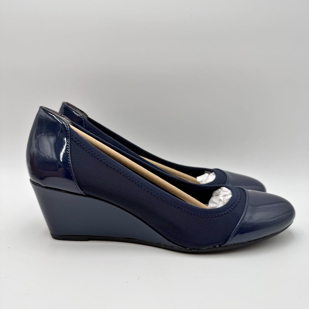 LifeStride Womens Juliana Wedge Pumps Size 8 Narrow EU 38.5 Navy Blue NIB