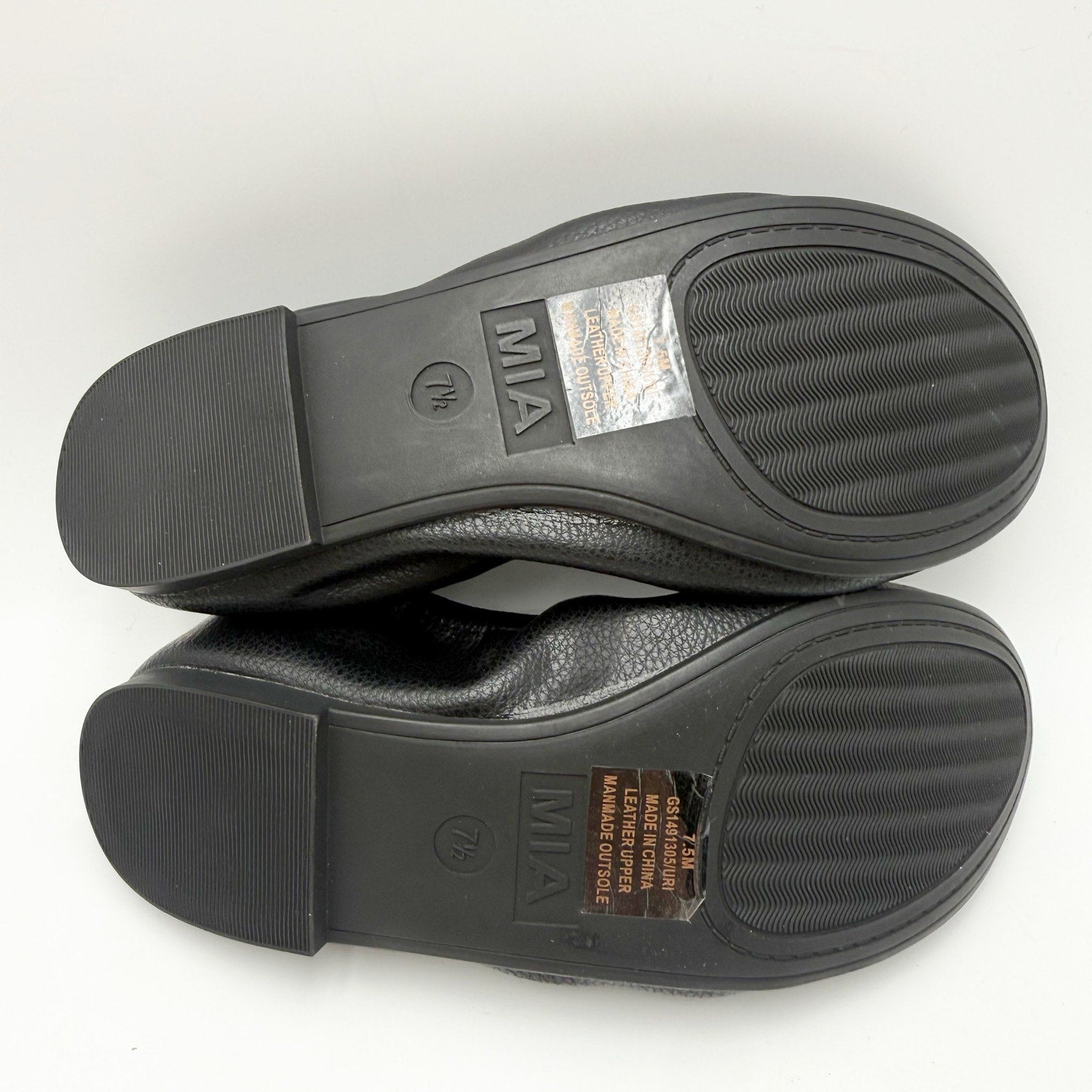 MIA Womens URI Ballet Flats Size 7.5 M Black Leather NWOB