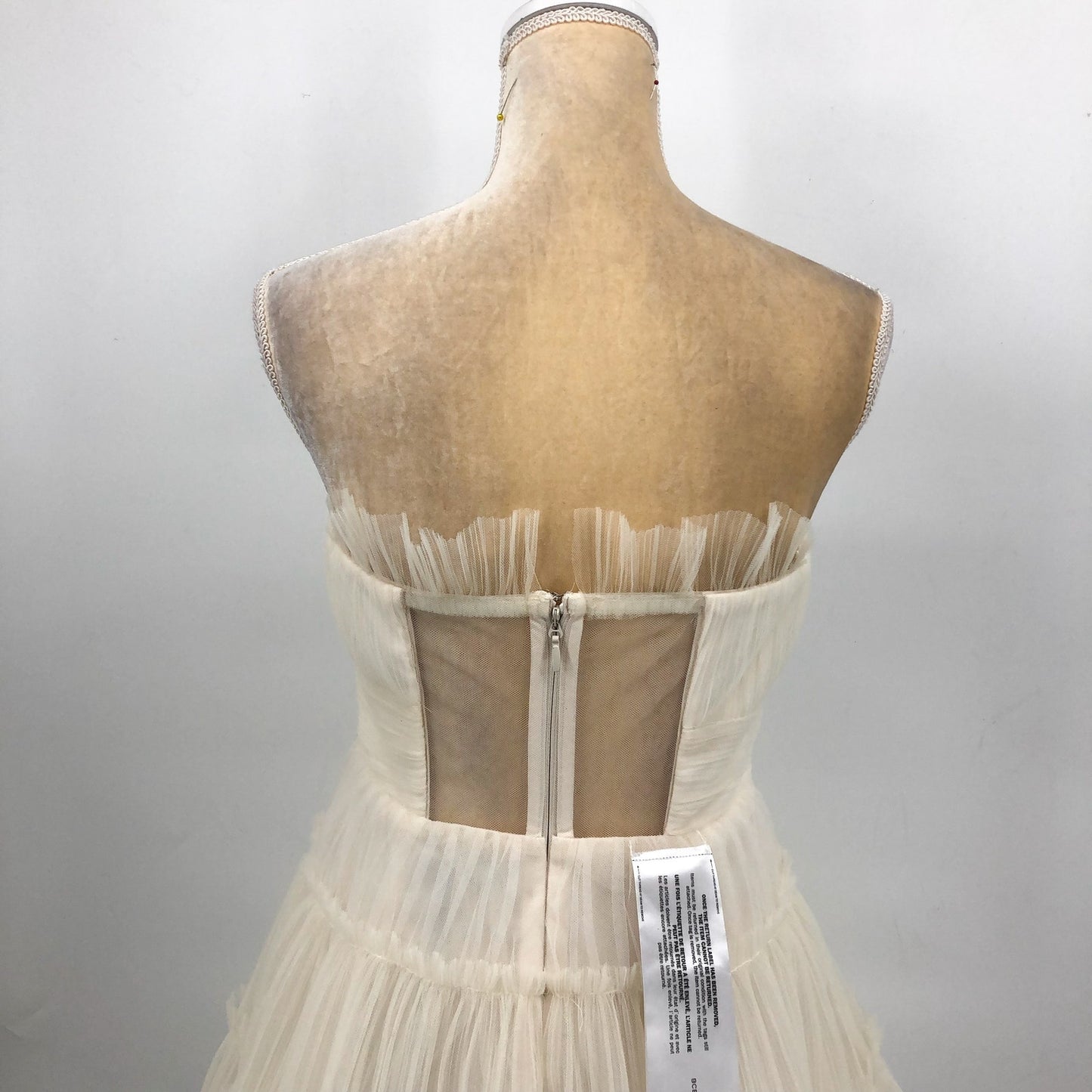 BCBGMAXAZRIA Women's Strapless Tiered Tulle Mini Dress Size 6 Gardenia White NWT