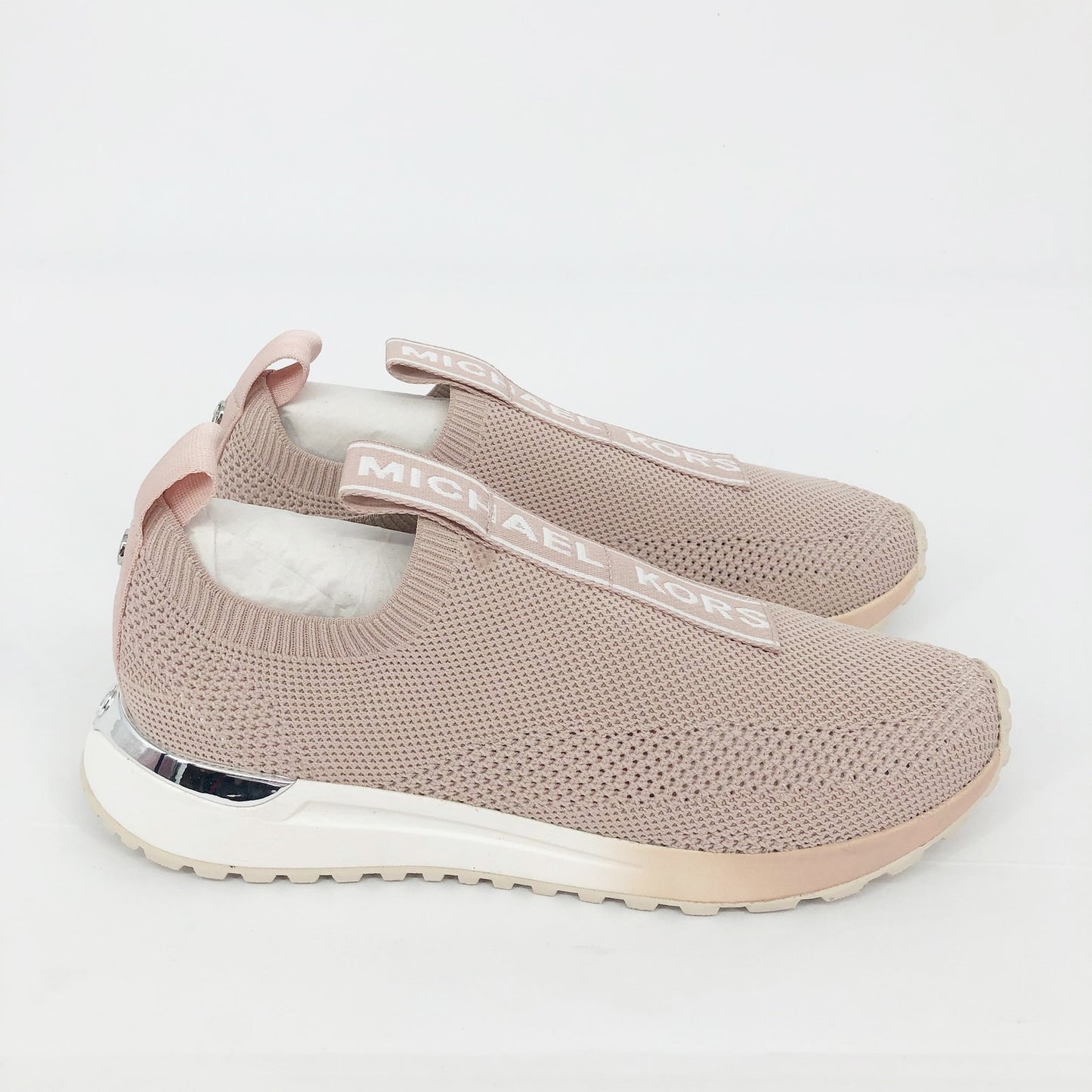 MICHAEL KORS Womens Bodie Mesh Slip-On Sneaker 6 Light Pink Logo Tape NWOB