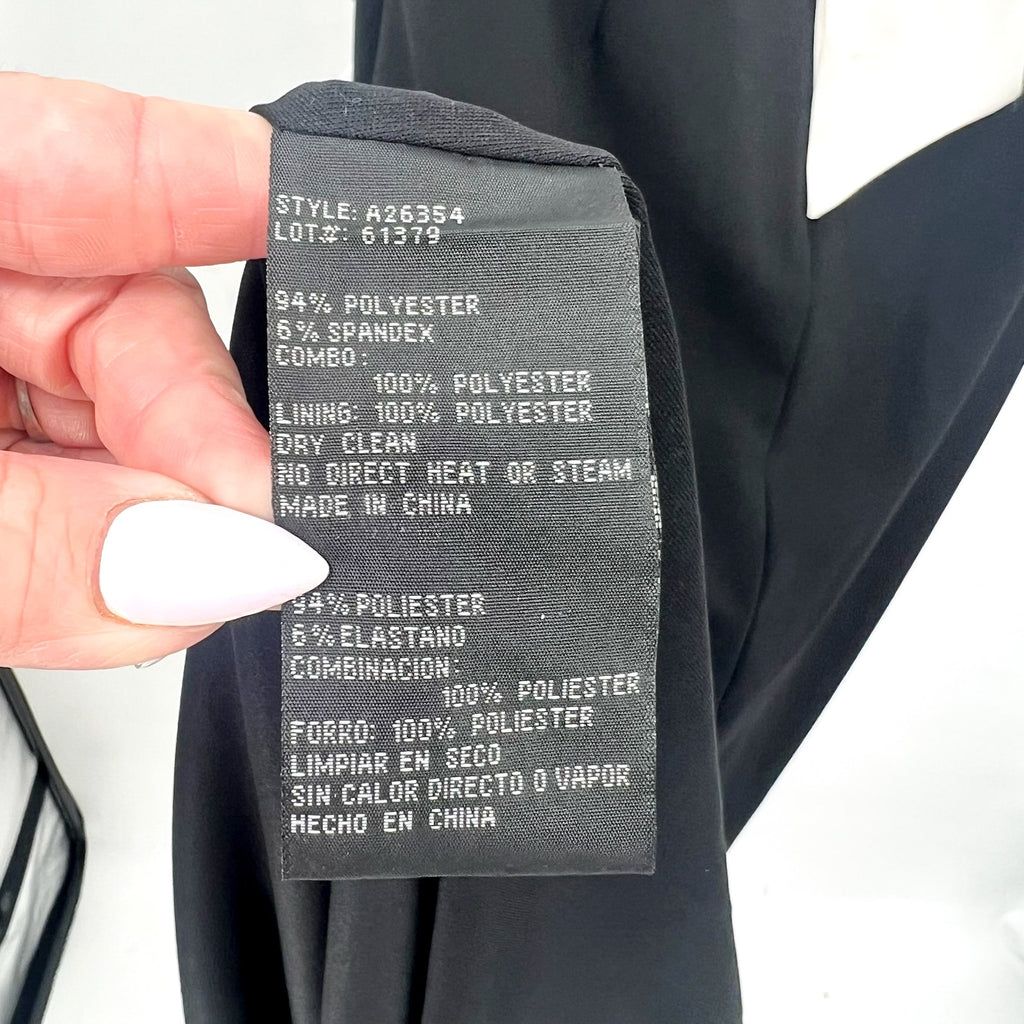 BETSY & ADAM Womens Long Scuba Crepe Gown Size 6 Bright White Black NWT
