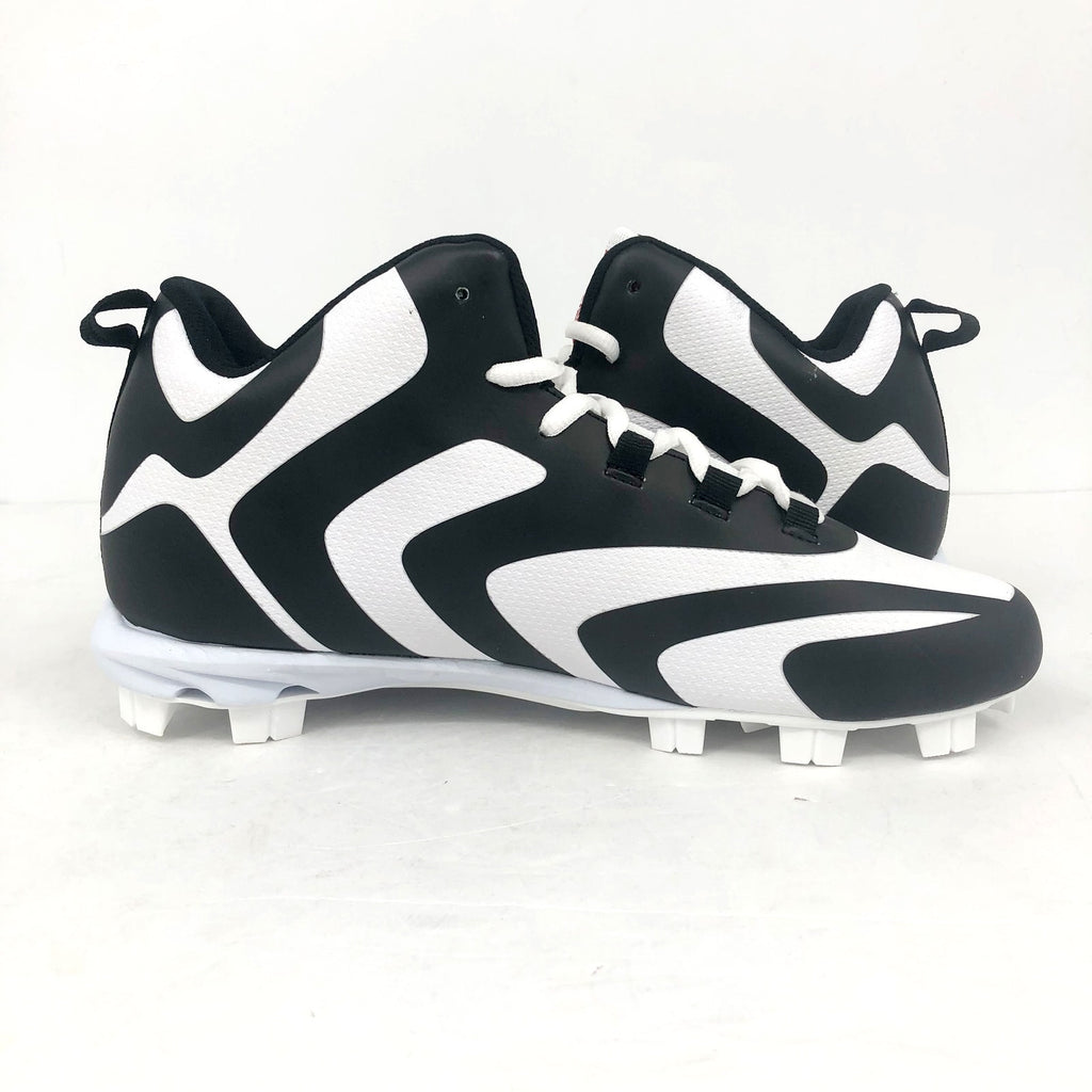 Rawlings Mens Rookie Mid Baseball Cleats Size 10D White Black NWOB
