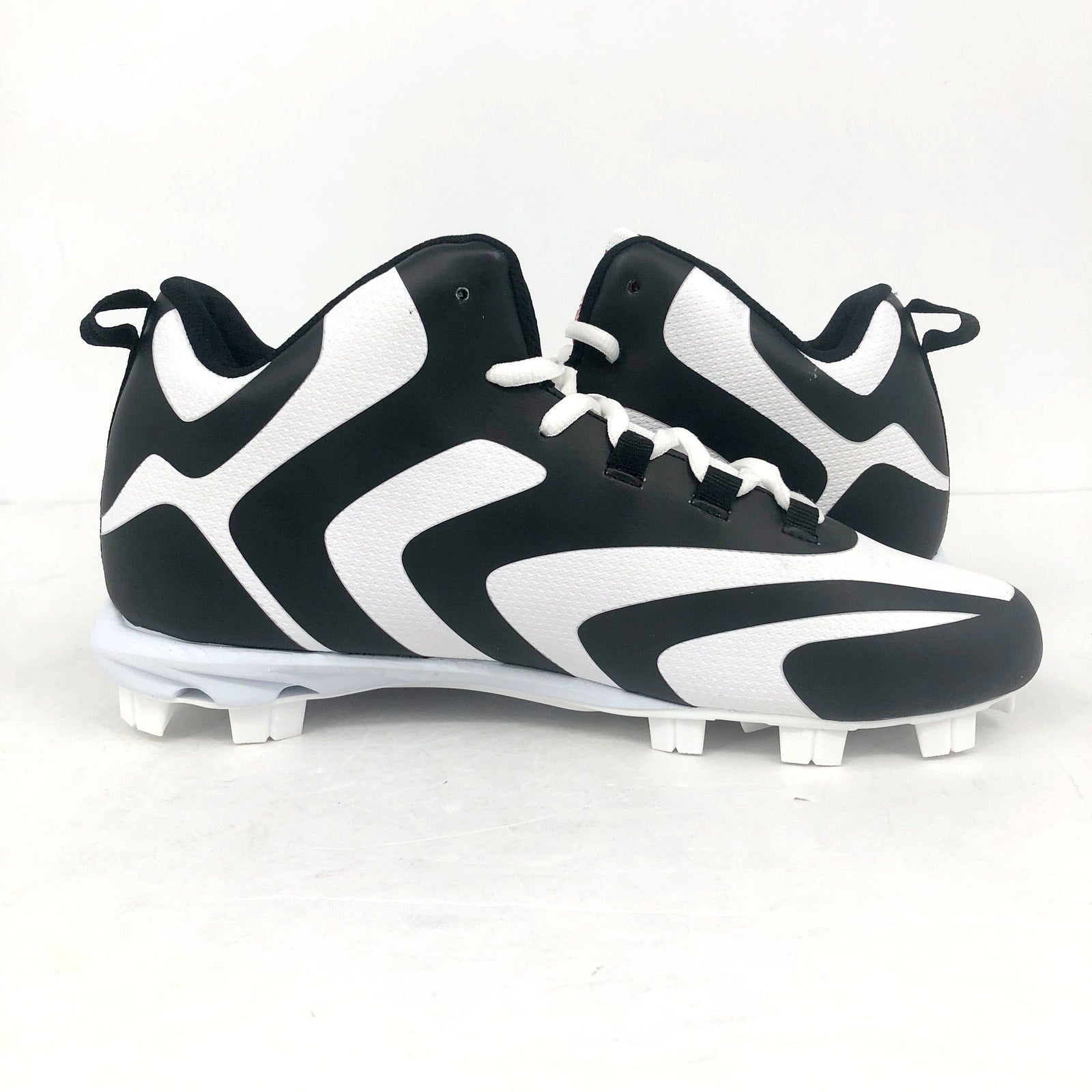 Rawlings Mens Rookie Mid Baseball Cleats Size 10D White Black NWOB
