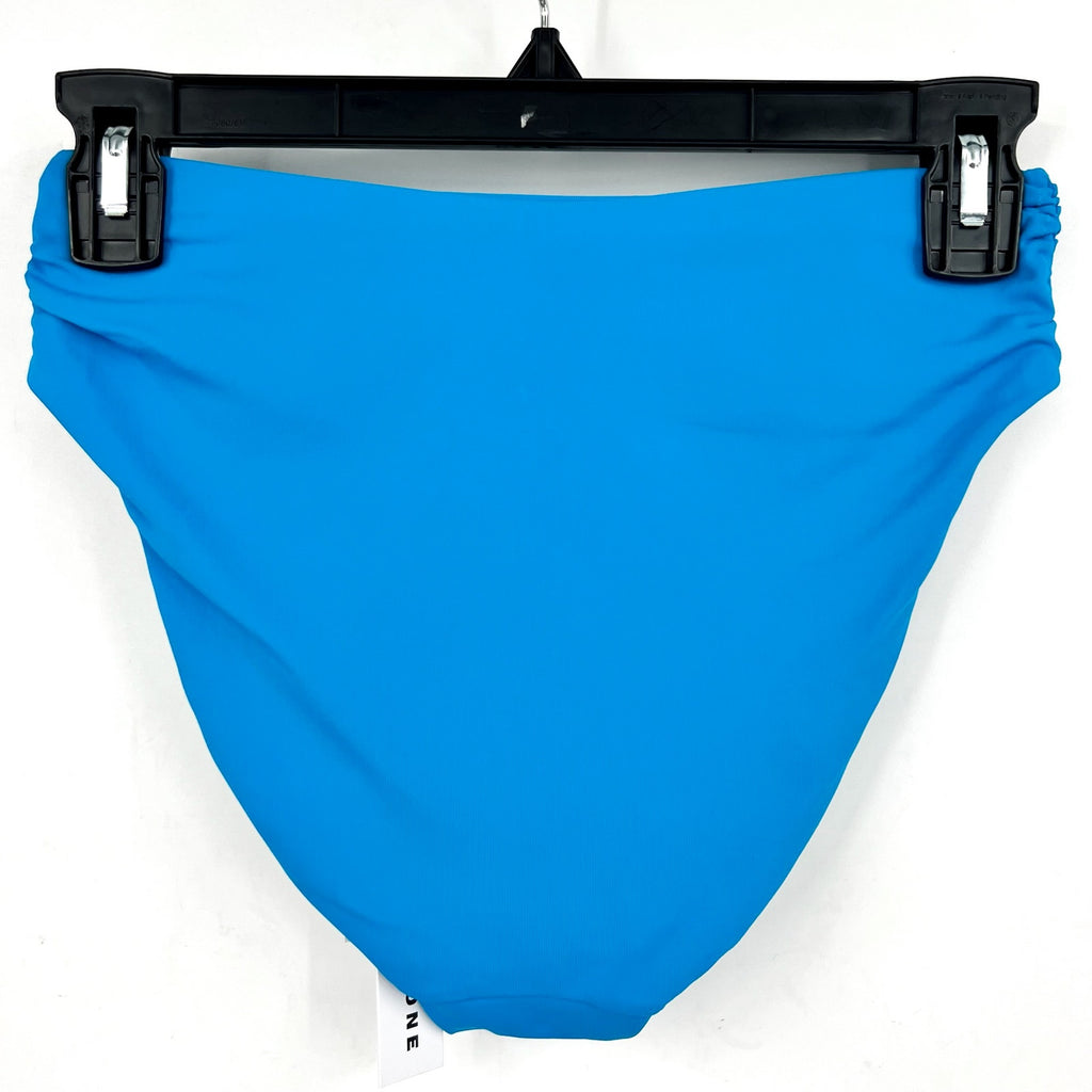 ROBIN PICCONE Aubrey Bikini Bottoms XS Cyan Blue High Waist Ruched NWT