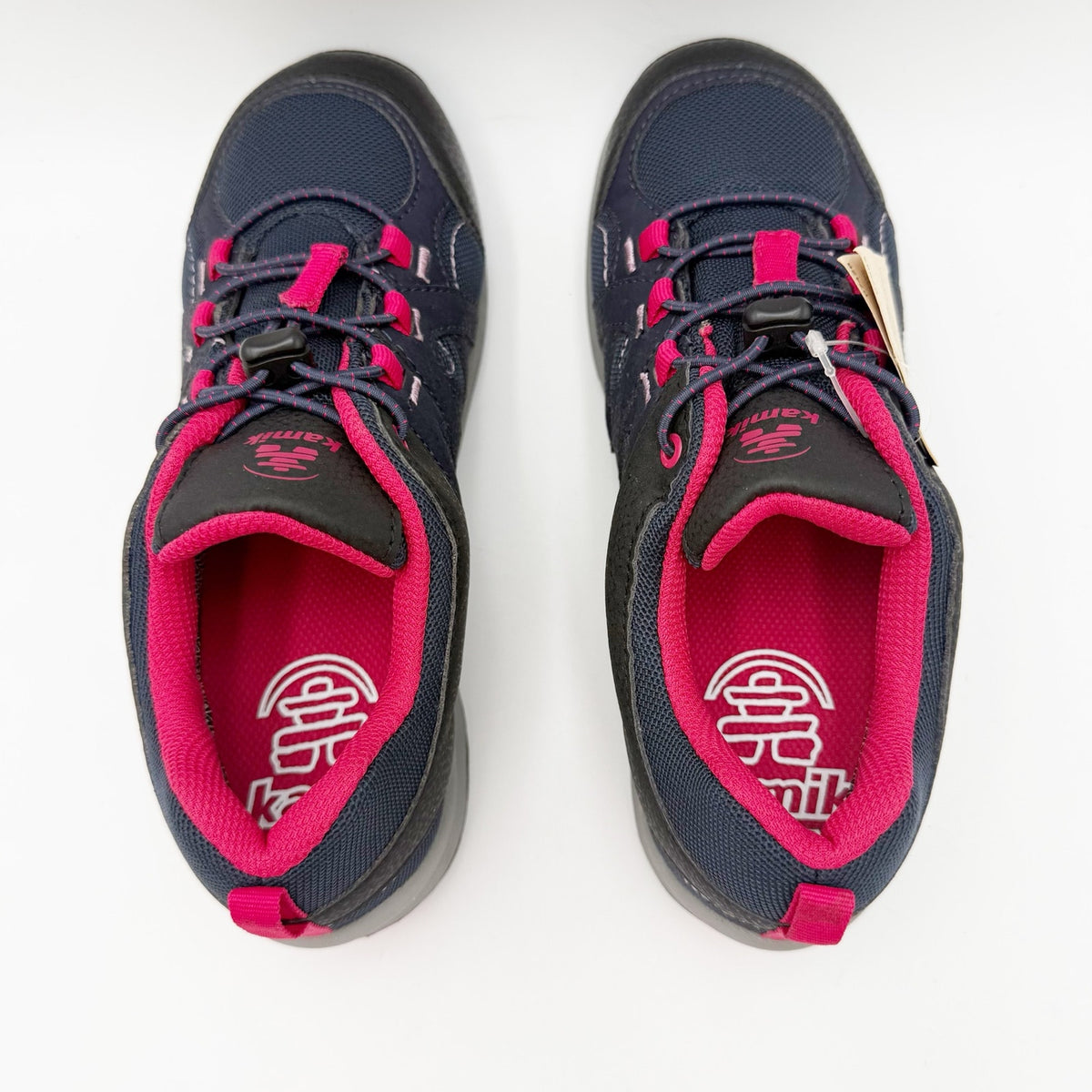 Kamik Girls Trax Outdoor Sneakers Size 5 Navy Blue Pink Bungee Waterproof NWT