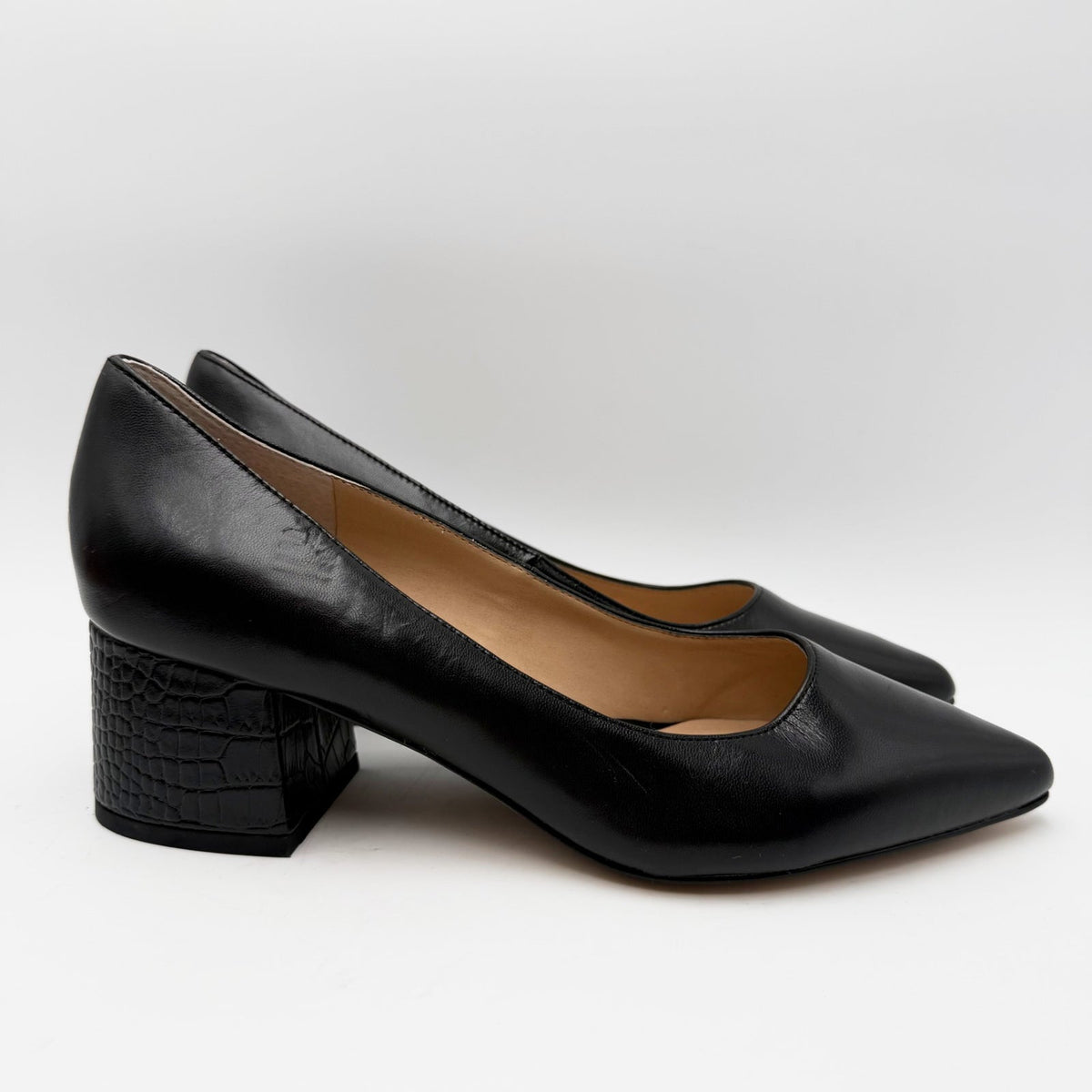 Franco Sarto Womens Callan Pumps Size 9 Black Pointed Toe Block Heel NWOB