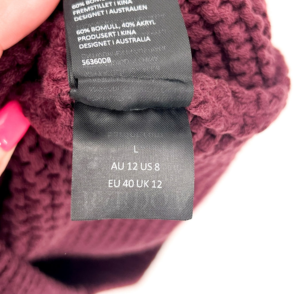 BARDOT Women's Bell Knit Sweater Dress Size 8 Burgundy Red Long Sleeve NWT