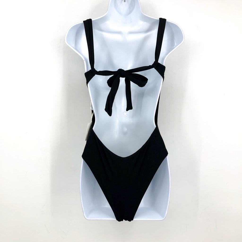 L*SPACE Women's Kendall Classic One Piece Swimsuit Large Black Open Back NWT