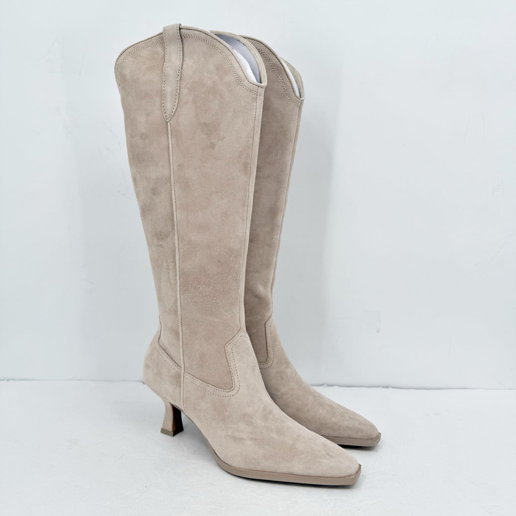 Dolce Vita Womens Ariana Boots US 9 EU 40 Taupe Suede Heel Western NIB