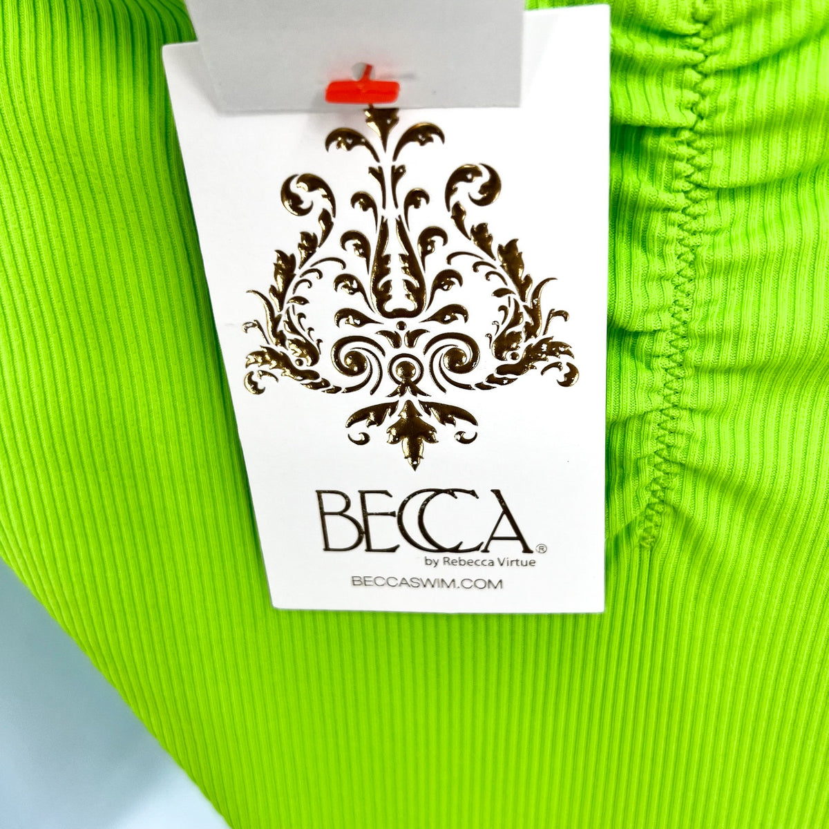 BECCA Women's Adela Hipster Bikini Bottoms Small Kiwi Green Fine Line Rib NWT