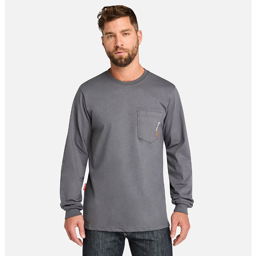 TIMBERLAND PRO Mens Cotton Core Flame-Resistant LS T-Shirt Large Gray NWT