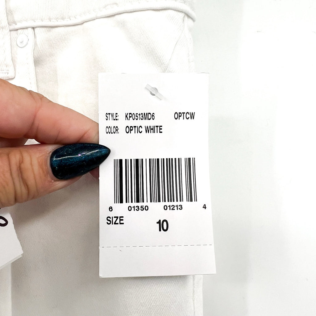 KUT FROM THE KLOTH Kelsey Ankle Flare Jean Size 10 Optic White Raw Hem NWT
