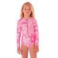 MAAJI Miku Reversible One Piece Swimsuit Girls Sz 8 Pink Floral Long Sleeve NWT