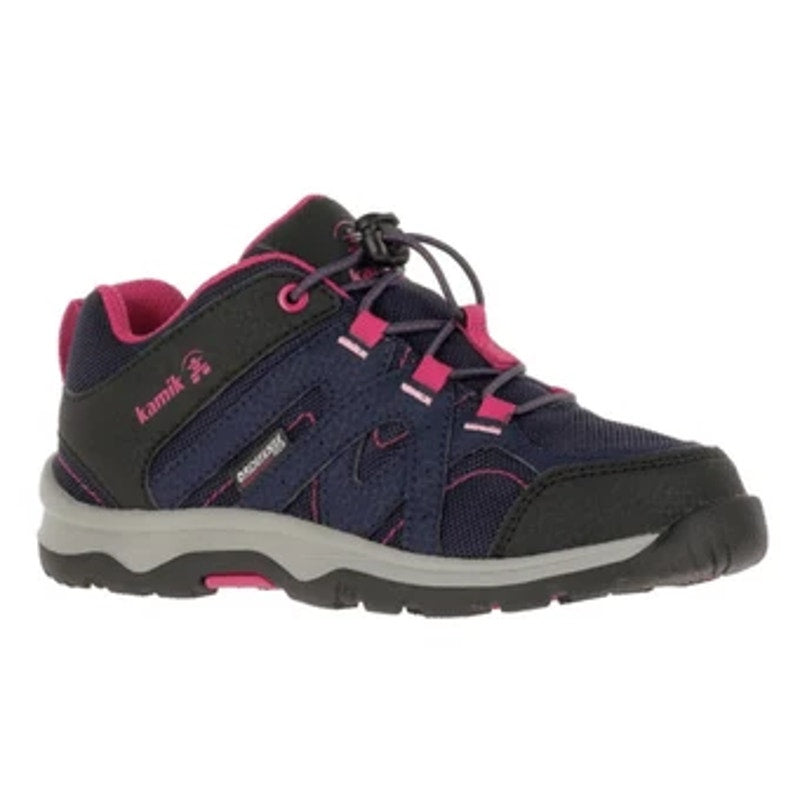 Kamik Girls Trax Outdoor Sneakers Size 5 Navy Blue Pink Bungee Waterproof NWT