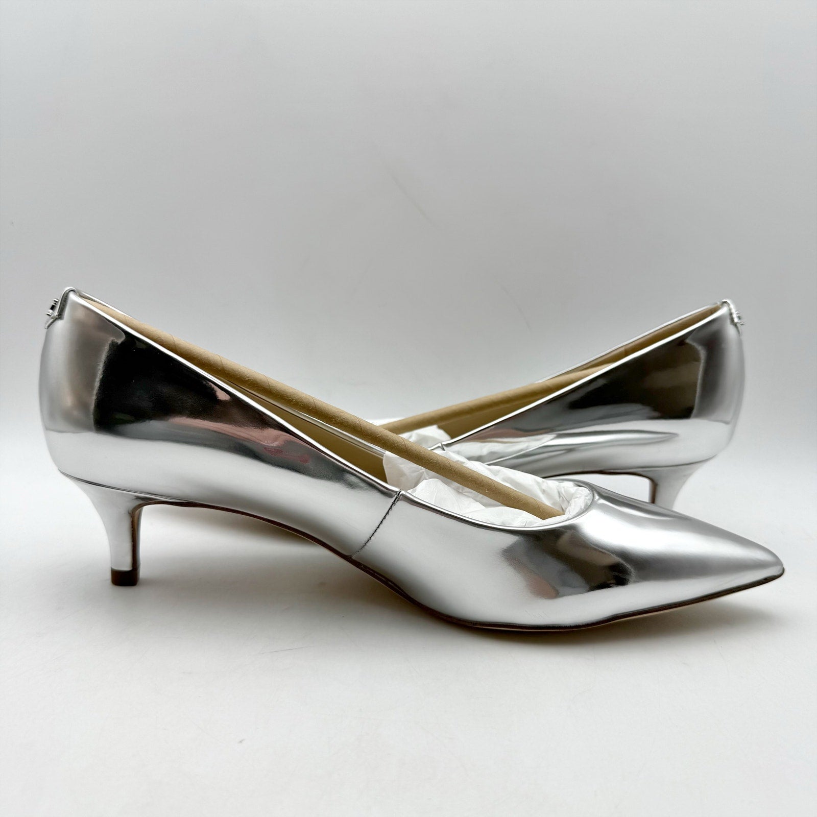 Sam Edelman Womens Dori Pumps US 8 M EU 38.5 Silver Leather Heels NIB