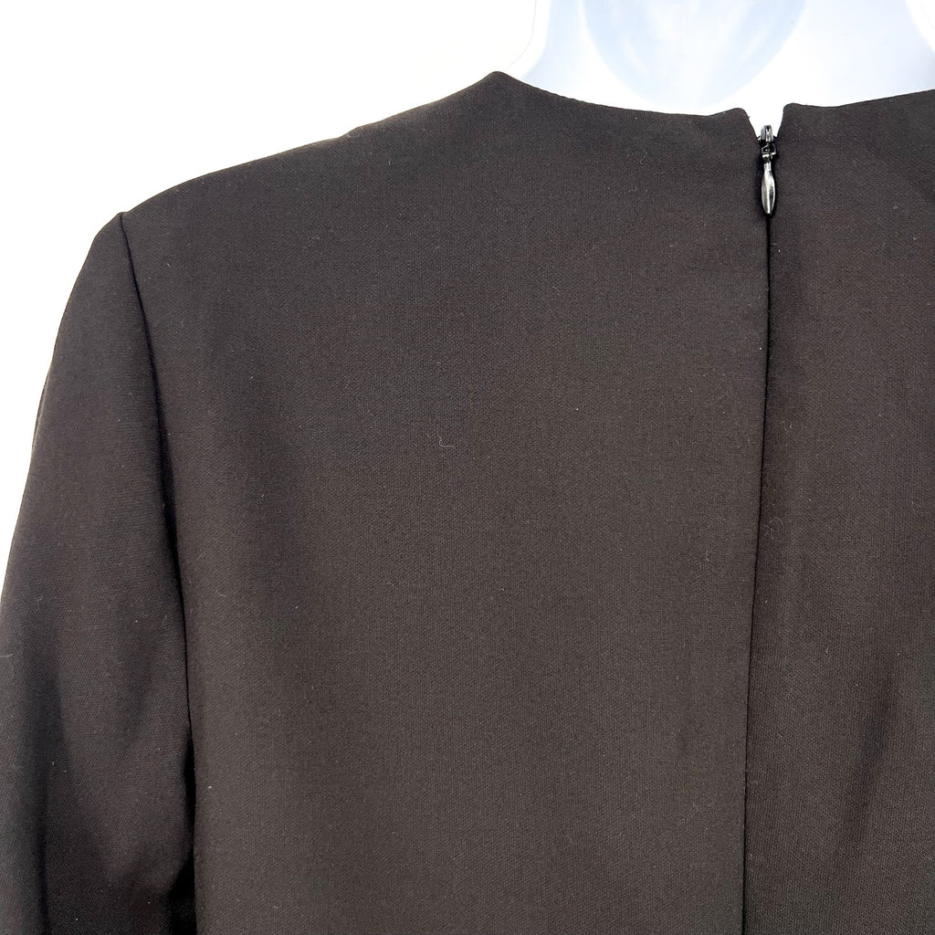 LIKELY Womens Marullo Feather Trim Mini Dress Size 4 Black Long Sleeve Shift NWT
