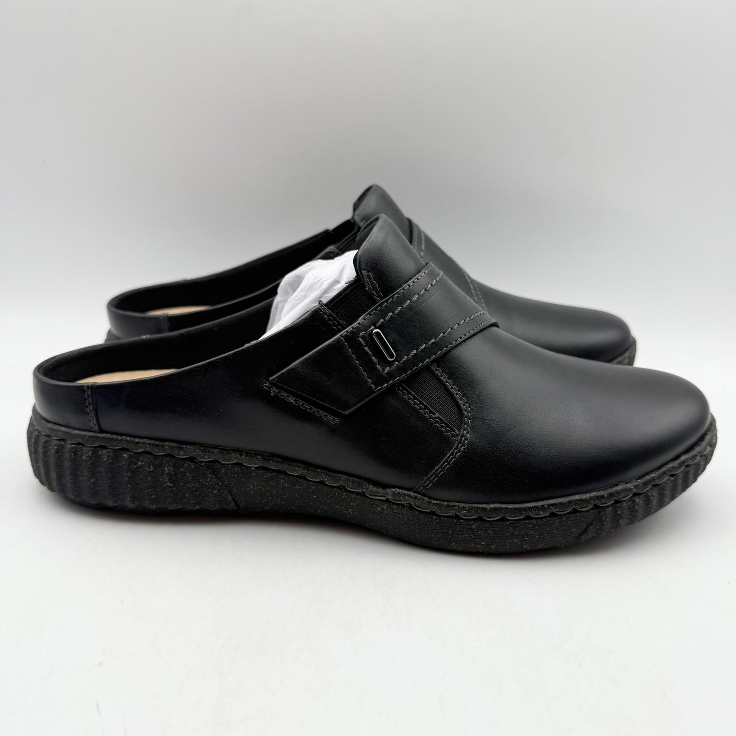 Clarks Womens Caroline Bay Clogs US 11 M EU 42.5 Black Leather SR NIB