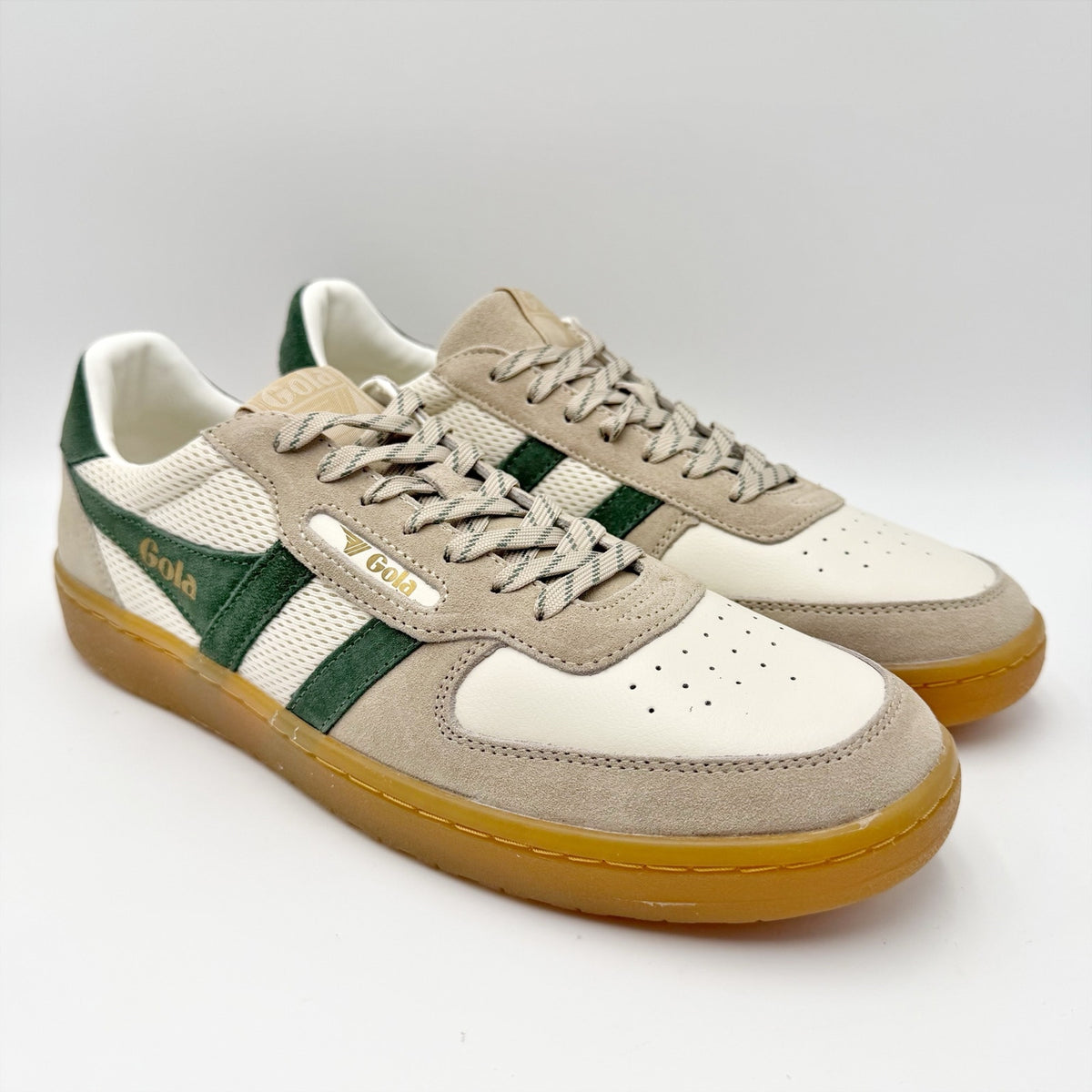 Gola Mens Hawk '83 Low Sneakers US 10.5 EU 43.5 Off White Green Suede NIB
