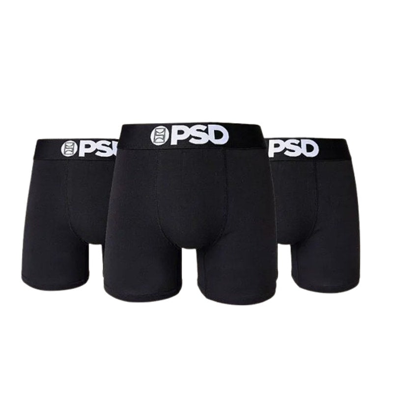 PSD Men's 3 Pack Classic Cotton Stretch Boxer Briefs Medium Black NWT