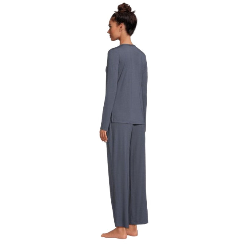 NATORI Women's Feathers Essentials Pajama Set XS Blue Long Sleeve Jersey NWT