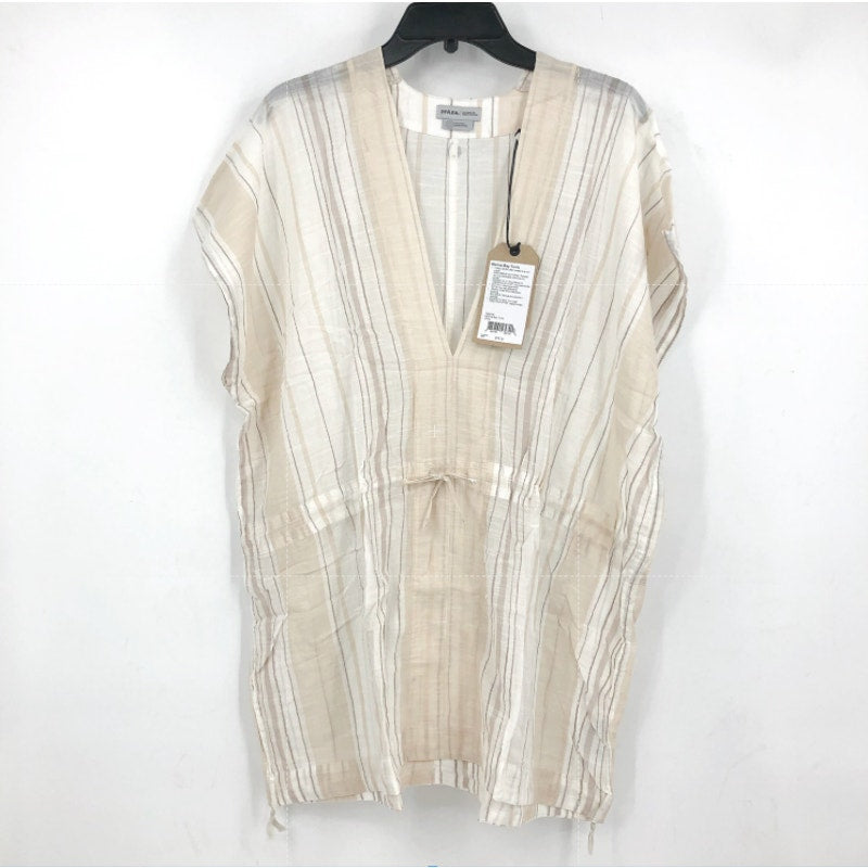 PRANA Women's Marina Bay Tunic Large White Swim Cover Up Short Sleeve NWT