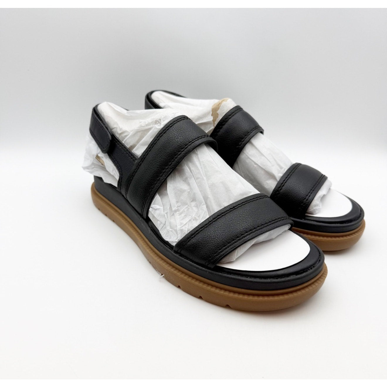 Naturalizer Womens Attract Platform Sandals Size 9 Wide EU 40 Black NIB