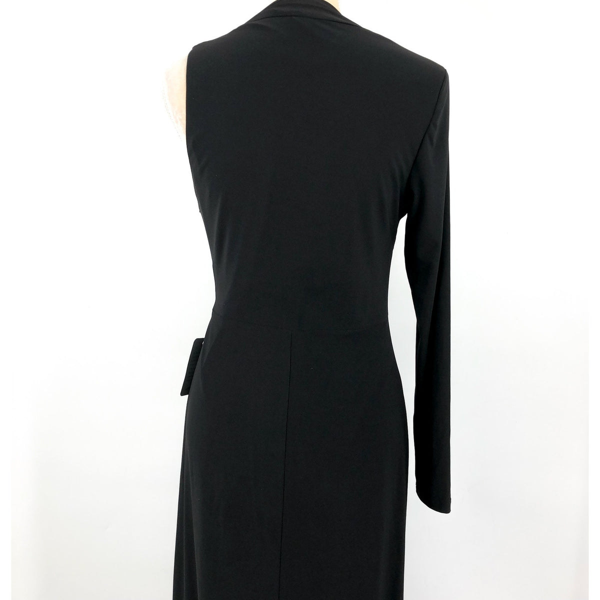 BETSY & ADAM One Shoulder Gown Size 12 Black Long Sleeve A22317N Dress NWT