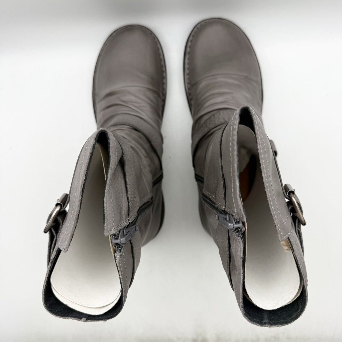 Miz Mooz Womens Pasha Mid Calf Boots EU 39 US 8.5 Grey Leather NIB