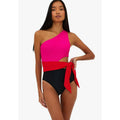 BEACH RIOT Carlie One Piece Swimsuit Small Pink Black Glacier Color-Block NWT