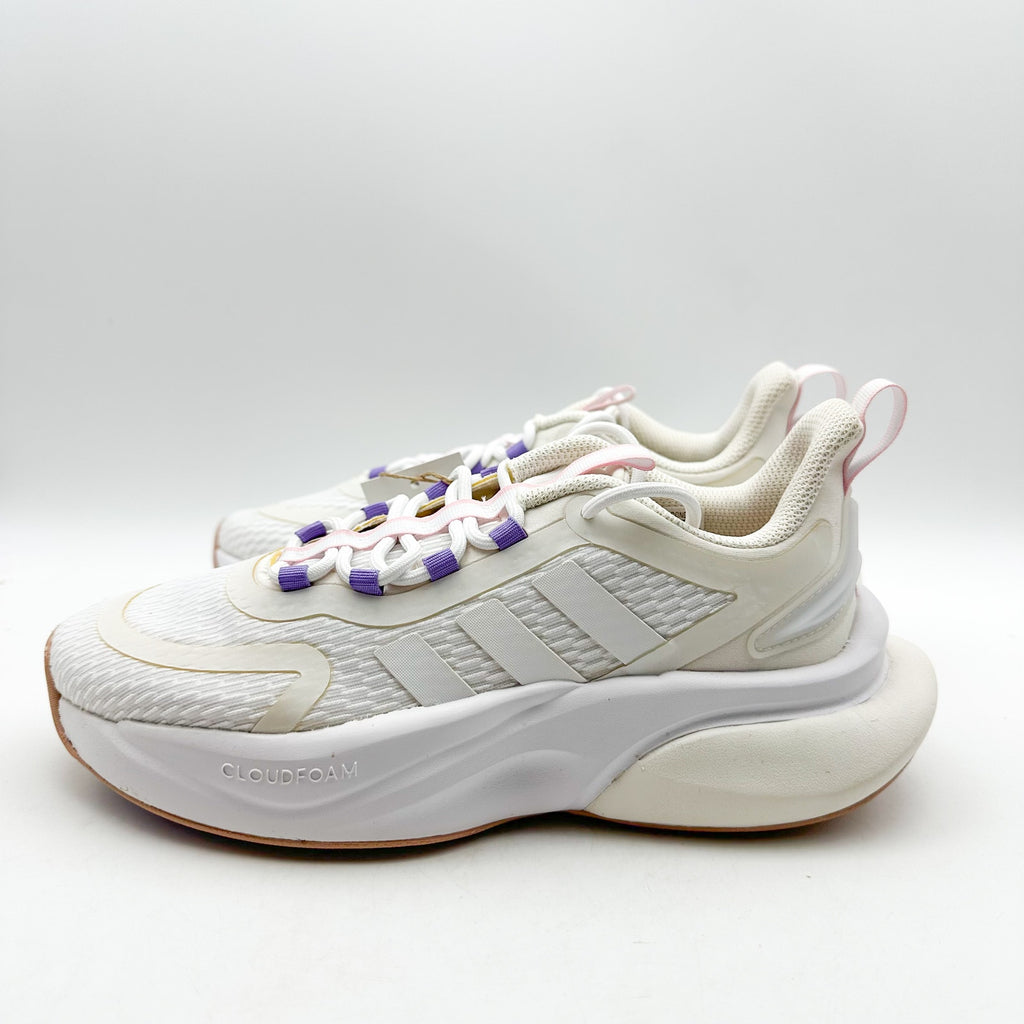 ADIDAS Womens Alphabounce+ Athletic Shoes Size 5.5 White Purple Trainers NWOB