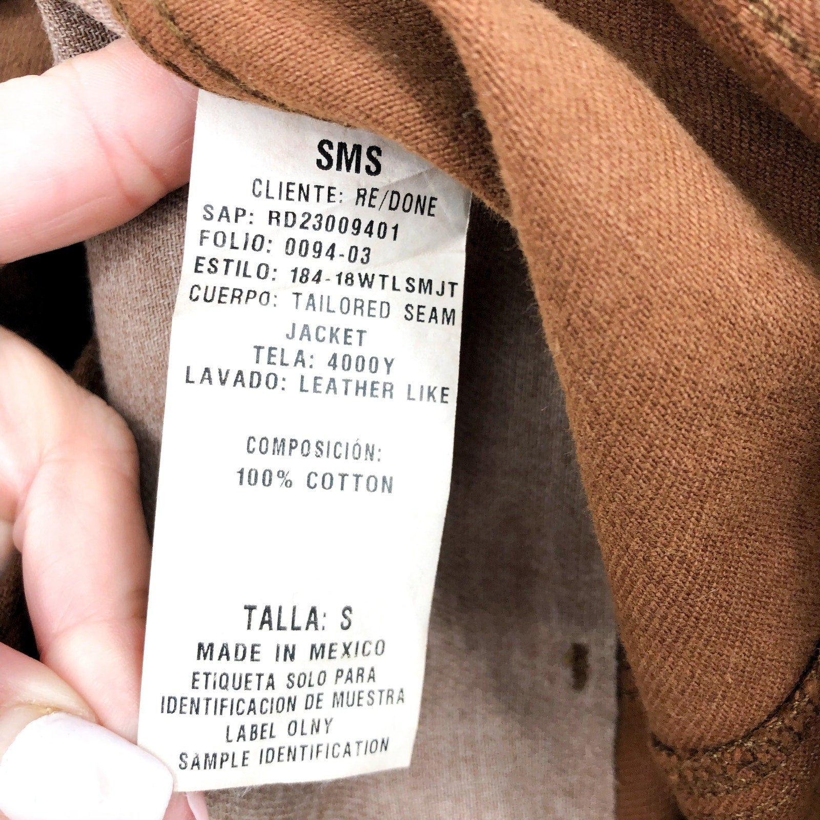 RE/DONE Womens Tailored Seam Jacket Small Brown Leather-Like Coating Crop NWT