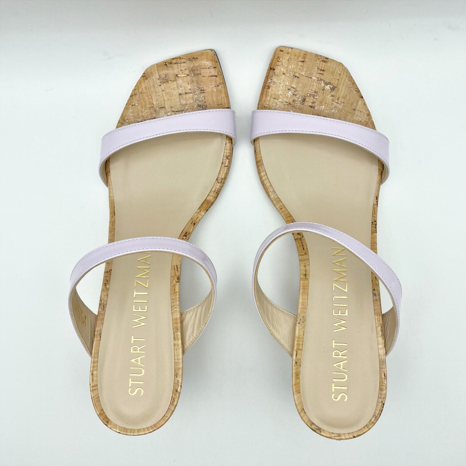 Stuart Weitzman Womens Aleena 50 Wedge Sandals Size 8 EU 38.5 Lilac Leather NWOB